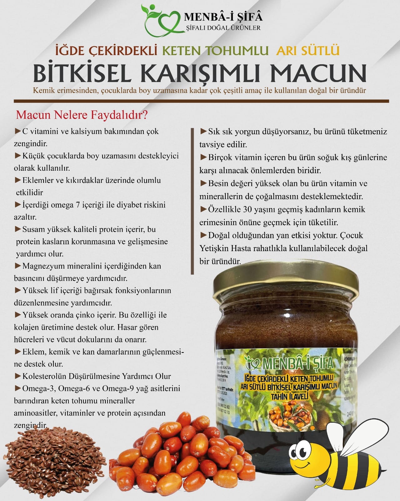 İĞDE ÇEKİRDEKLİ KETEN TOHUMLU MACUN(220 cl)